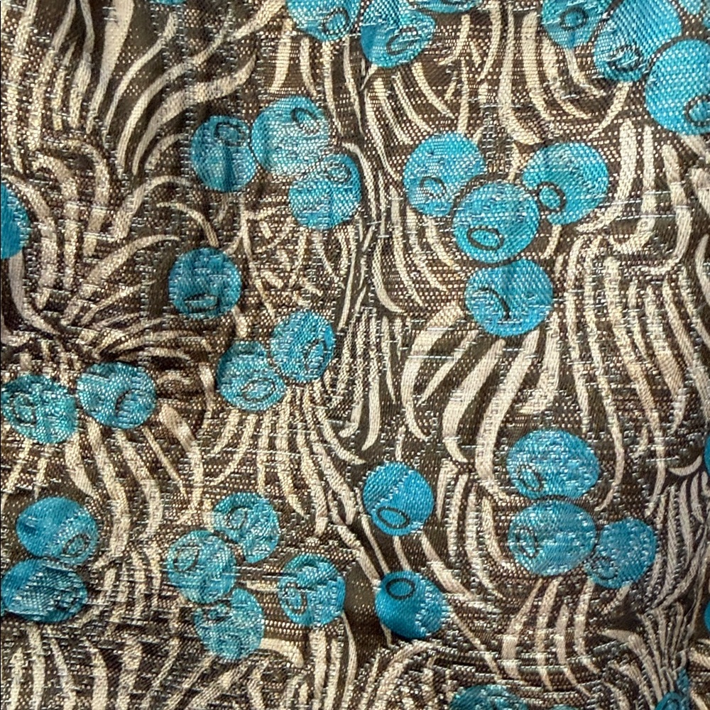 Cynthia Rowley Gold Brocade Mini Skirt with Teal Floral Accents - Picture 4 of 4